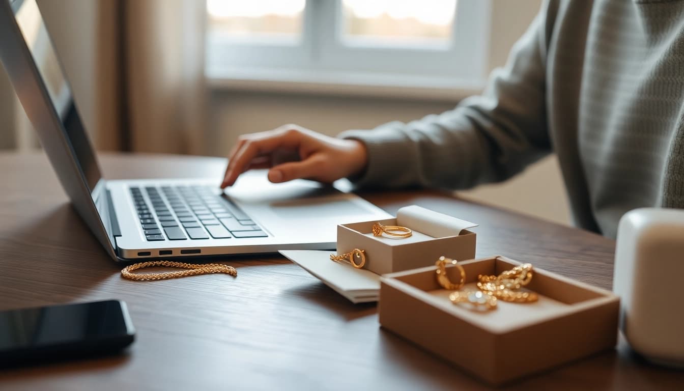 Compro oro a distanza: uomo che prepara oro per una vendita online sicura e professionale.