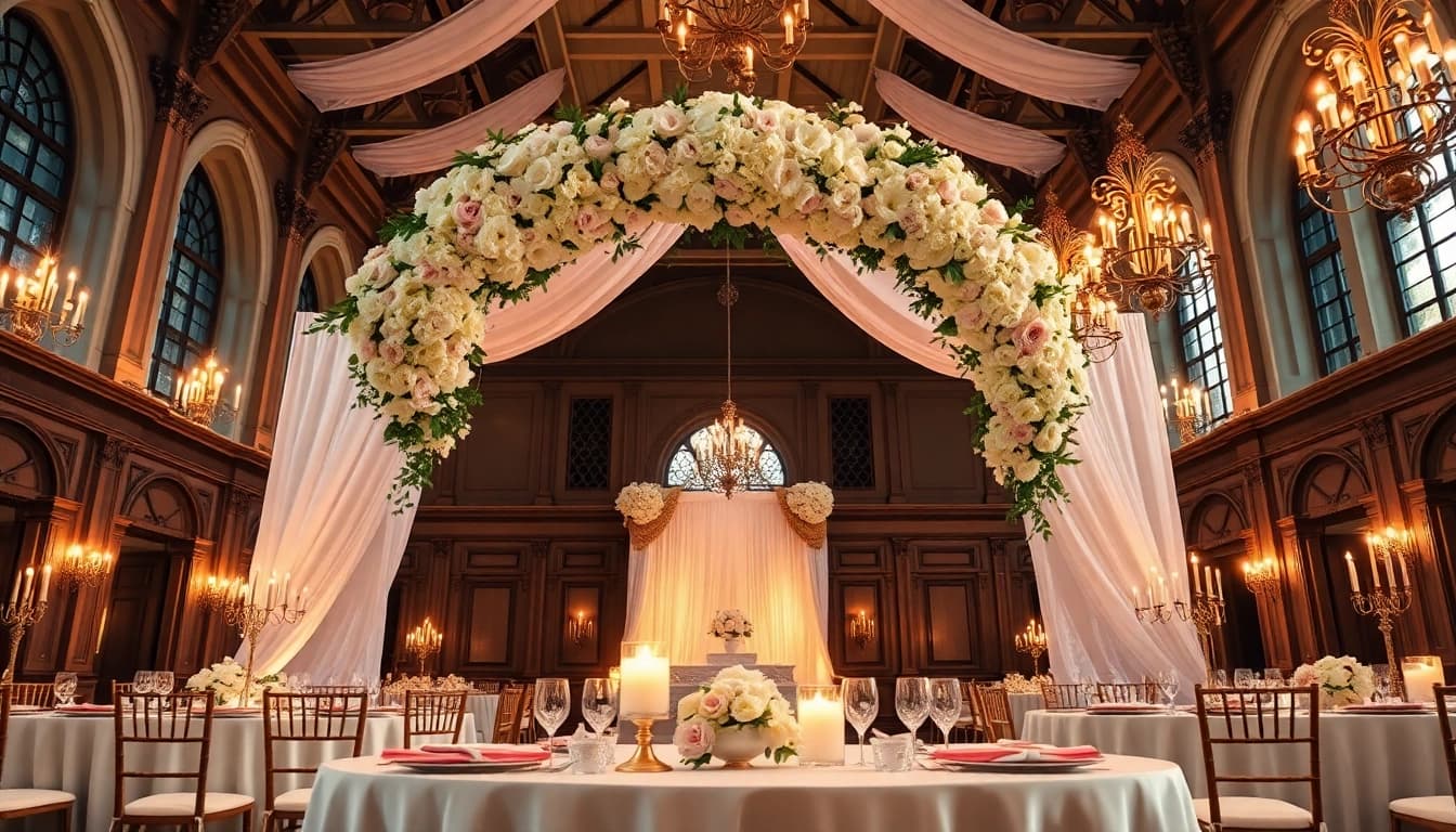 Stunning setup in a Wedding Event Space Jacksonville featuring floral arrangements and elegant decor.
