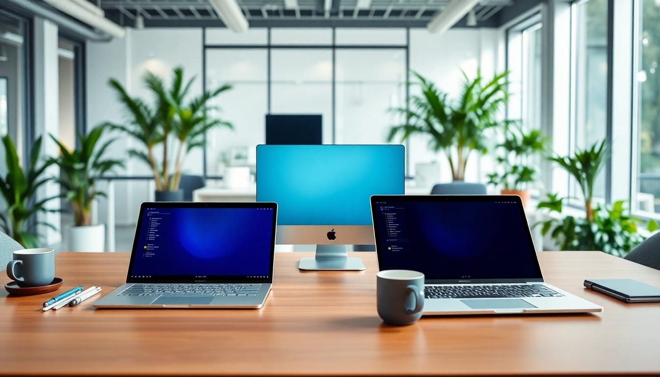 Showcasing enterprise assistant saas tools in a modern workspace with bright lighting.