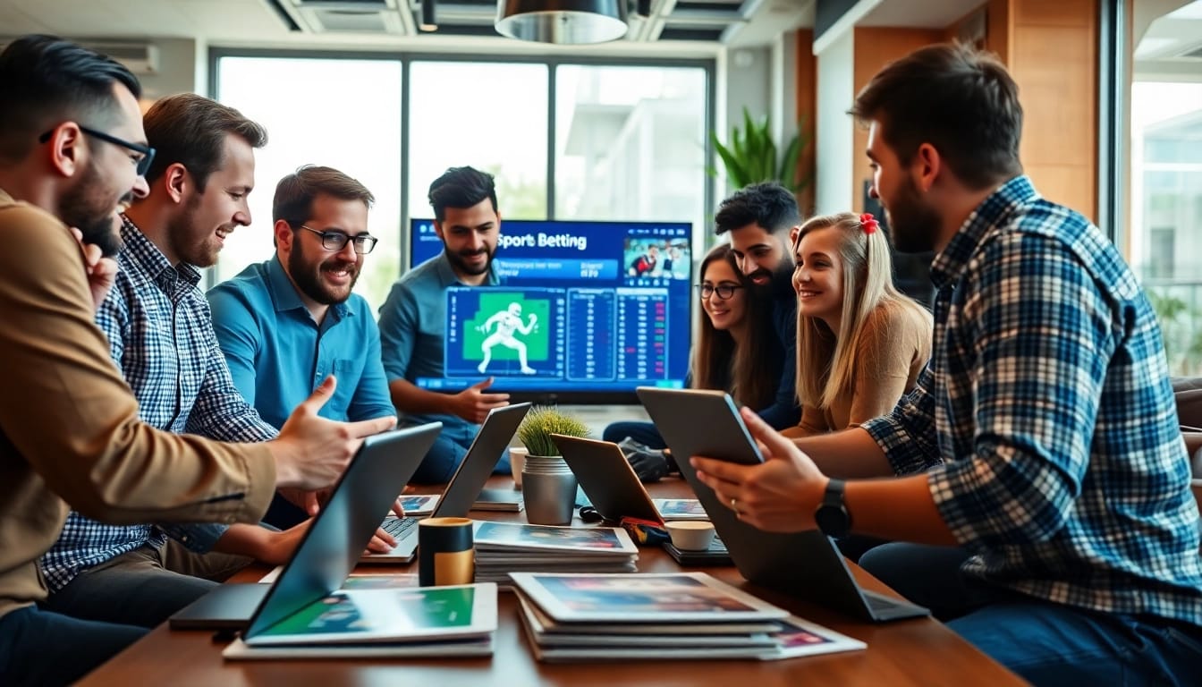 Engaging atmosphere showcasing online sports betting Alabama enthusiasts discussing strategies and odds.