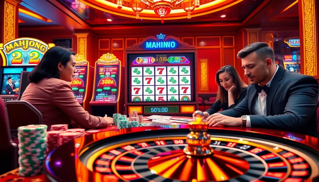 Rasakan permainan demo Mahjong slot yang mendebarkan dengan visual berwarna-warni dan elemen kasino yang dinamis.