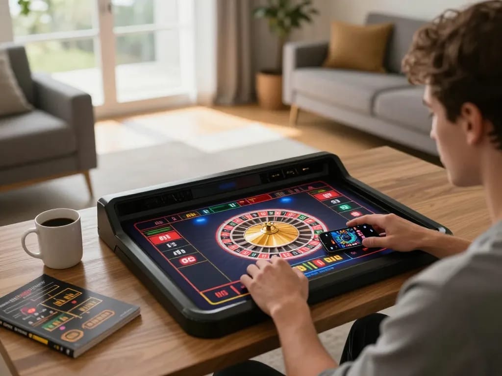 Engaging with the MB88 LINK mobile roulette app, showcasing vibrant gameplay and responsible gaming setup