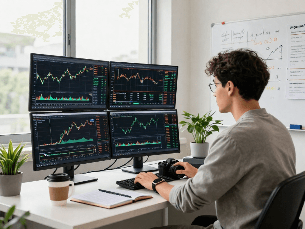 在MetaTrader 5平台操作的交易者，专注于市场深度和自动交易策略的图表分析。
