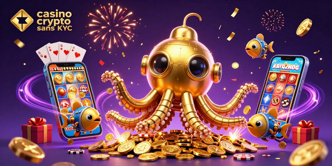 Profitez d'une expérience immersive au casino crypto sans KYC avec un kraken doré et des jeux captivants.