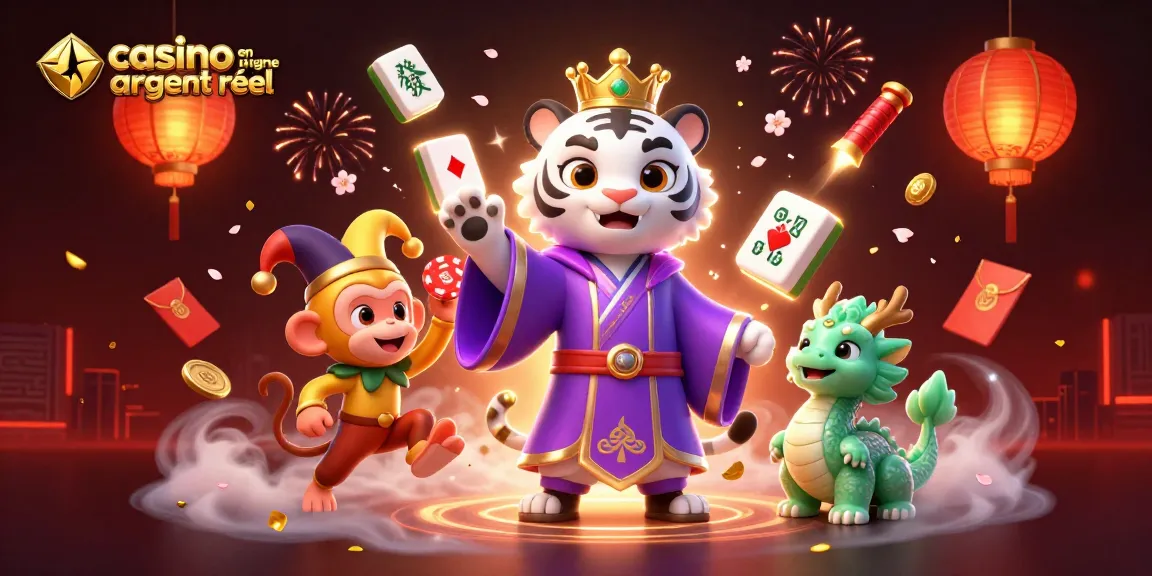 Explorez le monde du casino en ligne argent réel avec une illustration dynamique et colorée des jeux de hasard.