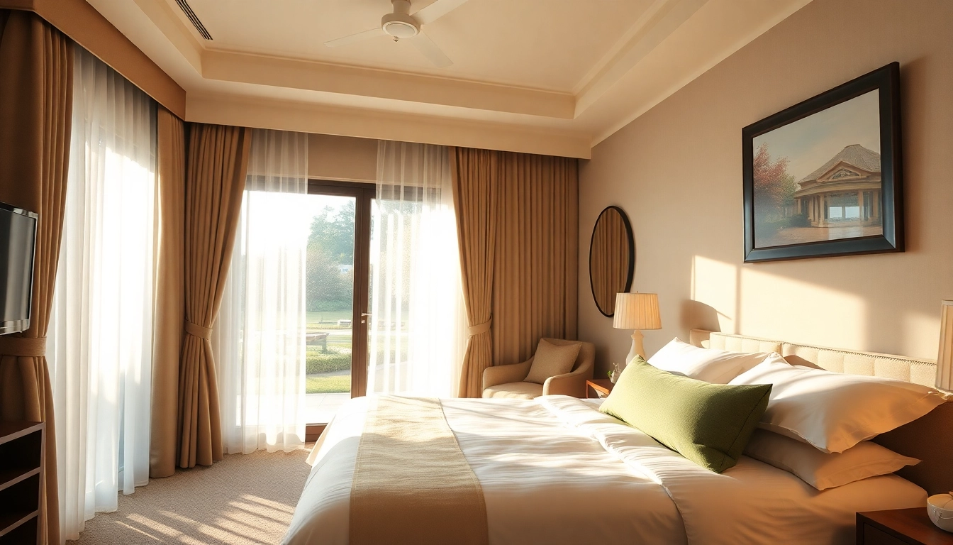 Experience serene accommodation with a cozy interior and scenic garden view.