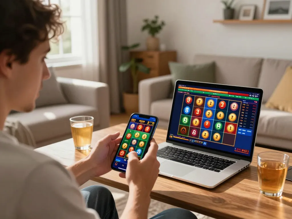 Engaged player using S666 online casino app at home, enjoying mobile betting experience.