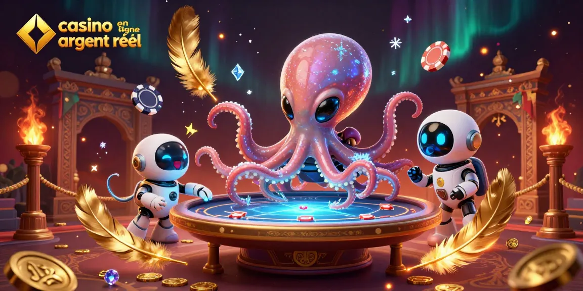 Jouer au casino en ligne argent réel avec une créature extraterrestre animée à une table de poker holographique.