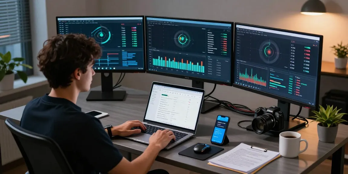 Regulated crypto mining platform dashboard in a modern office, showcasing cryptocurrency metrics, mining performance, and digital wallet security.