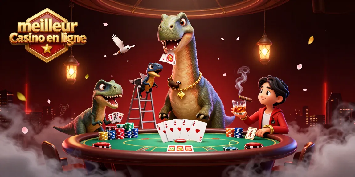 Jouez au meilleur casino en ligne avec des cartes et des jetons de poker dans un décor festif.