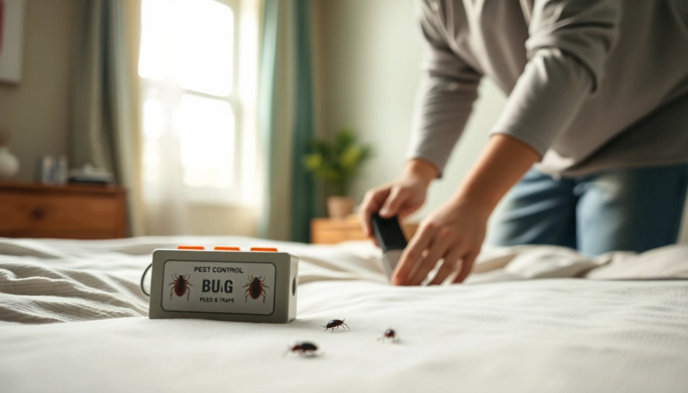 Expert bedbugs exterminator near me inspecting a bedroom for infestations.
