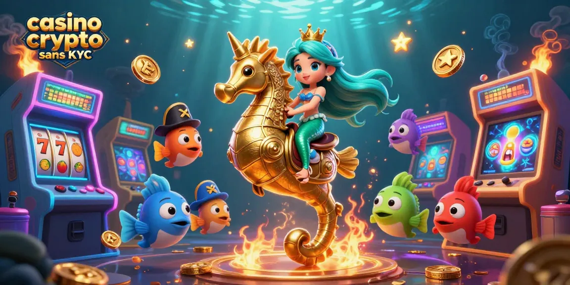 Jouez dans un casino crypto sans KYC avec une princesse sirène et des machines à sous colorées.