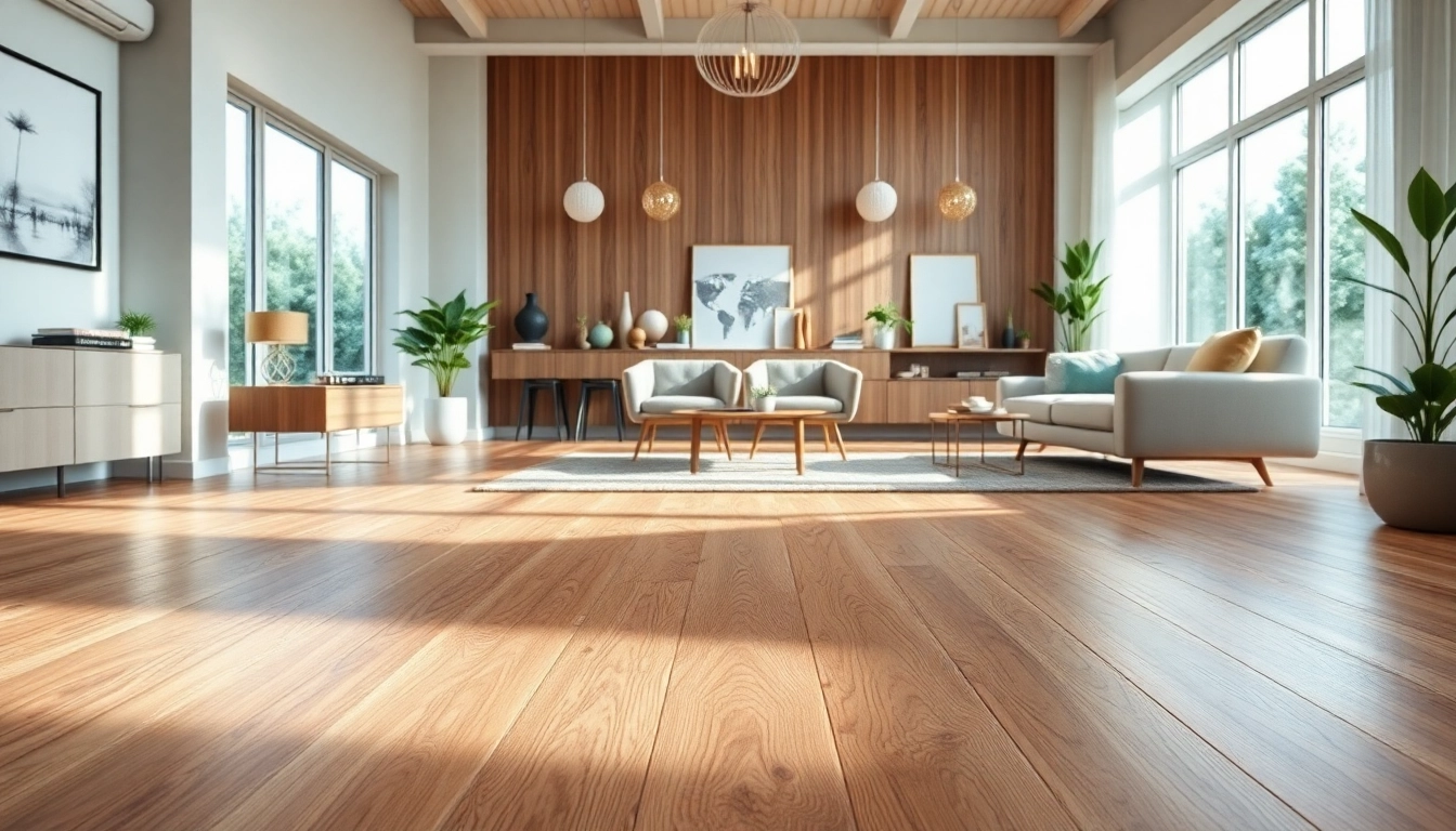 Showcasing luxury vinyl flooring with wooden texture in a chic living room.