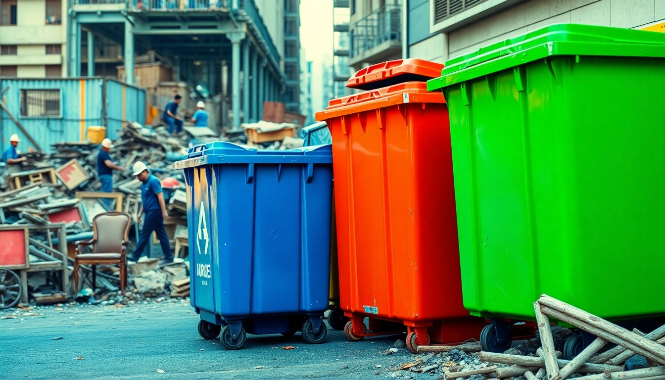 Efficient garbage removal bins ready for debris collection in an urban environment.