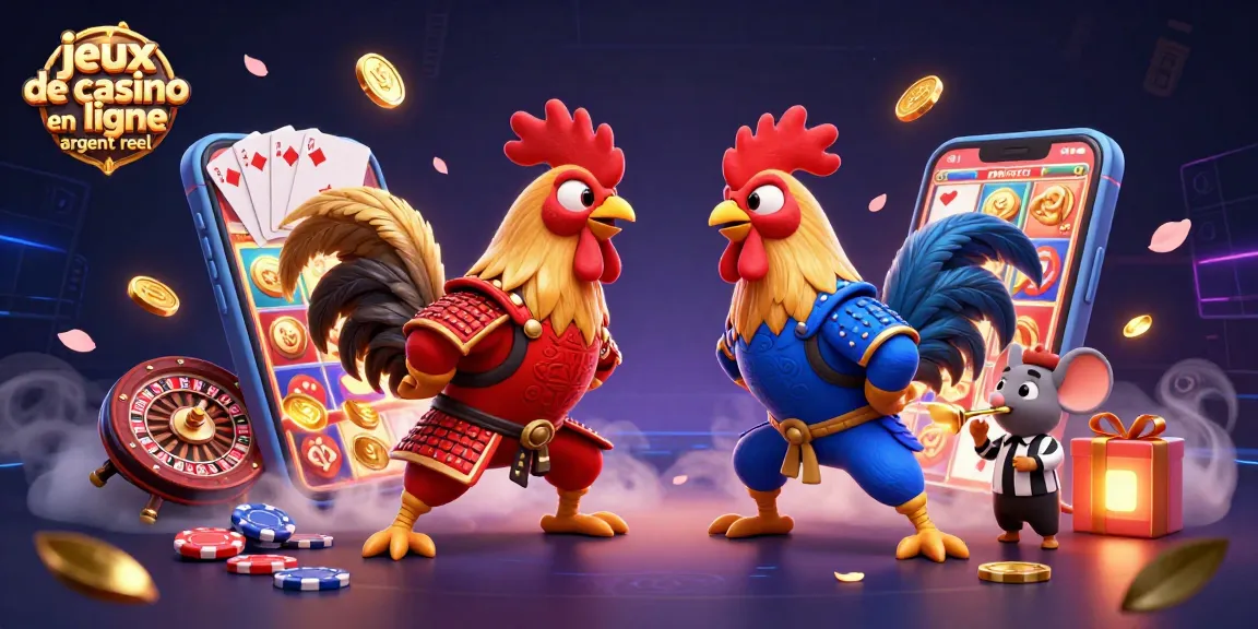 Capturer l'excitation des jeux de casino en ligne argent réel avec des personnages colorés et des éléments de jeu interactifs.