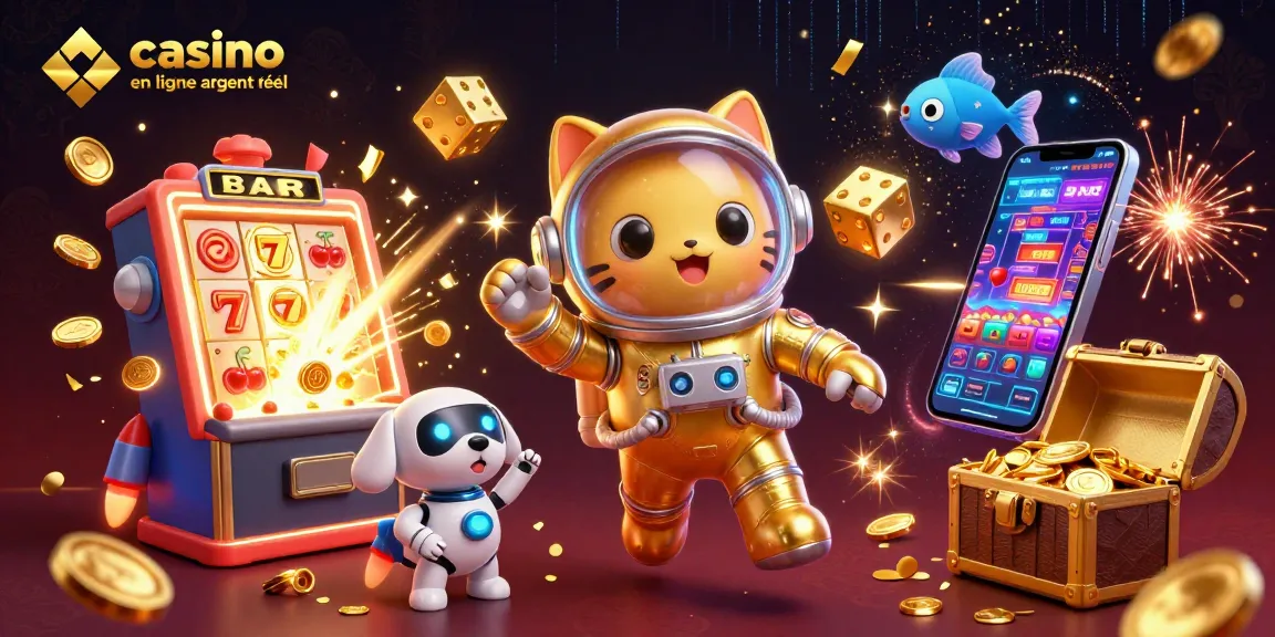 Jouer aux machines à sous avec des jackpots au casino en ligne argent réel dans une illustration dynamique.