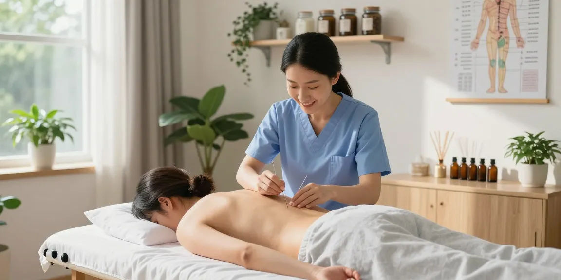 Patient receiving treatment at 수원교통사고한의원 in a calming wellness room