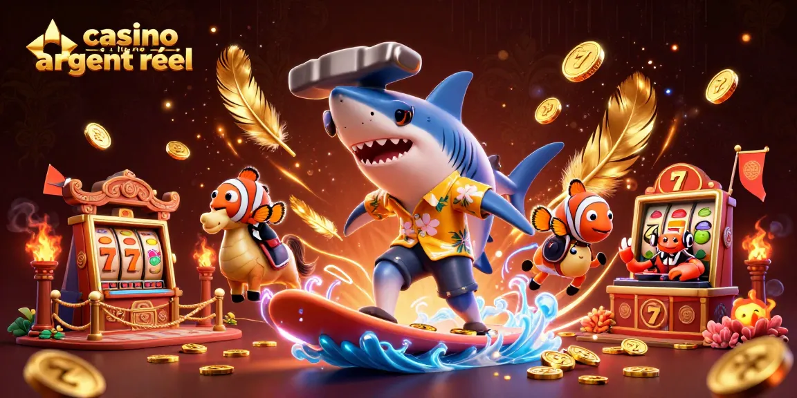 Illusion d'un casino en ligne argent réel avec des personnages animés dans une scène dynamique.