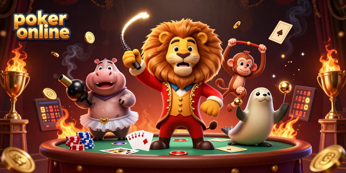 Jouez au poker en ligne avec des personnages animés et des éléments de jeu captivants.