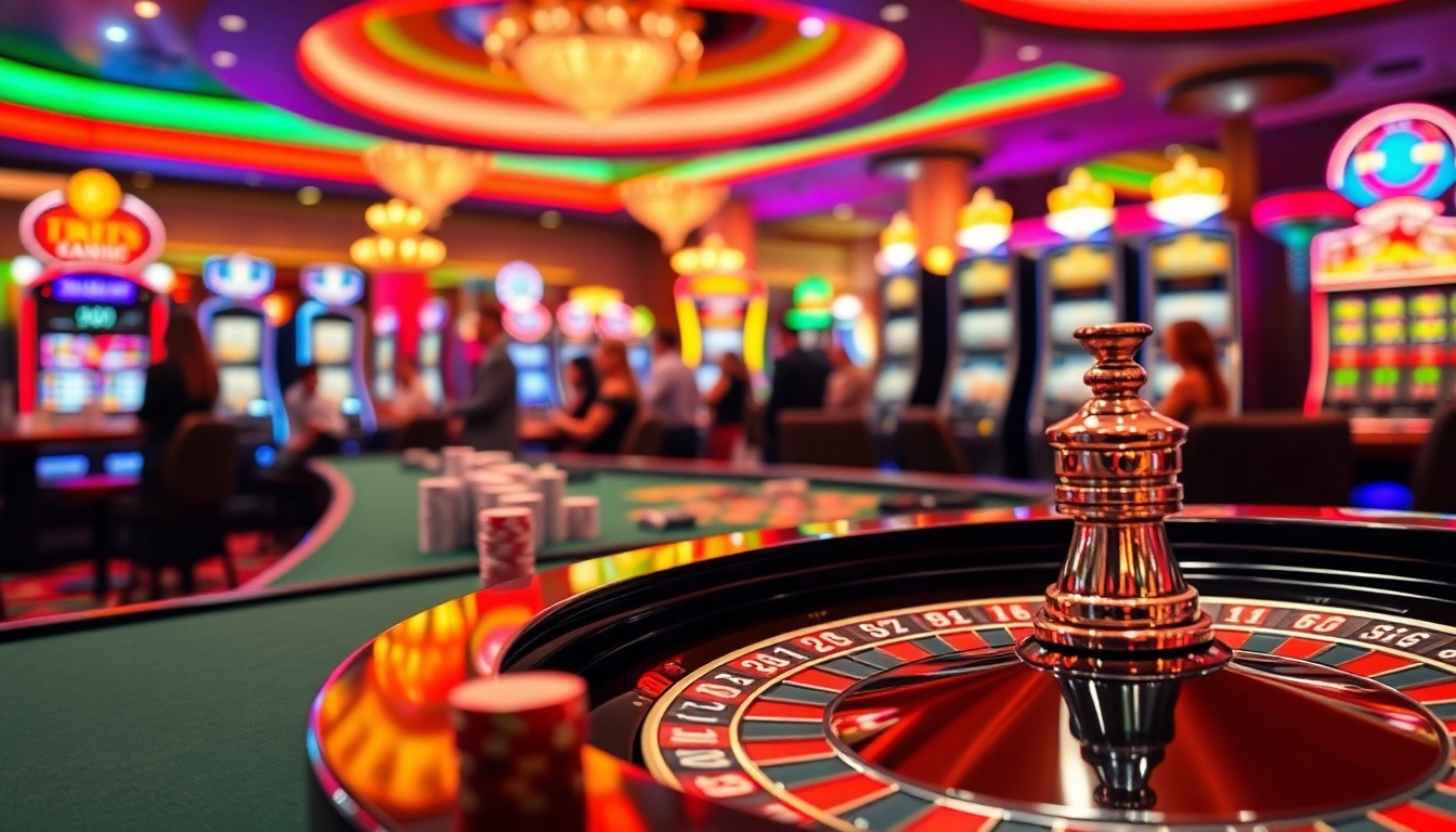 Menggugah semangat permainan interwin dengan dealer kasino di meja roulette.