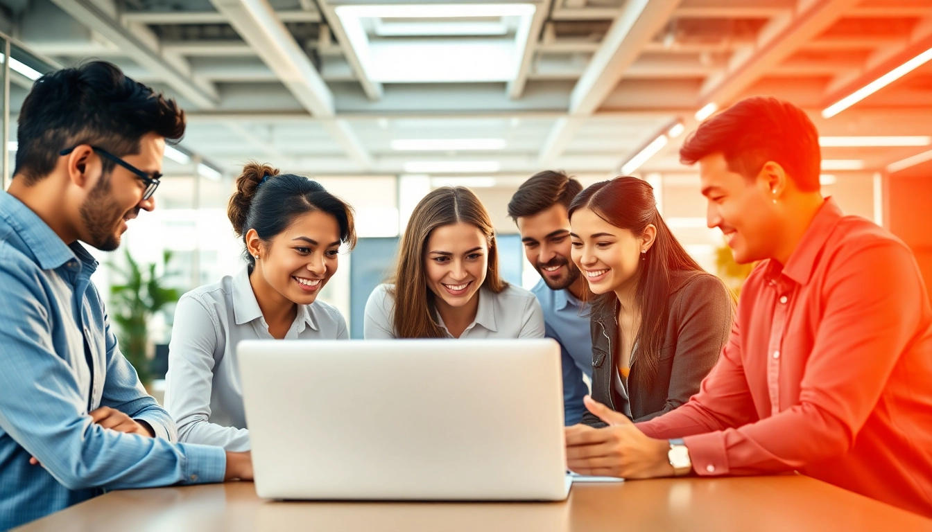 Engagement of a digital first warranty company team exemplifying innovation and collaboration in a modern workspace.