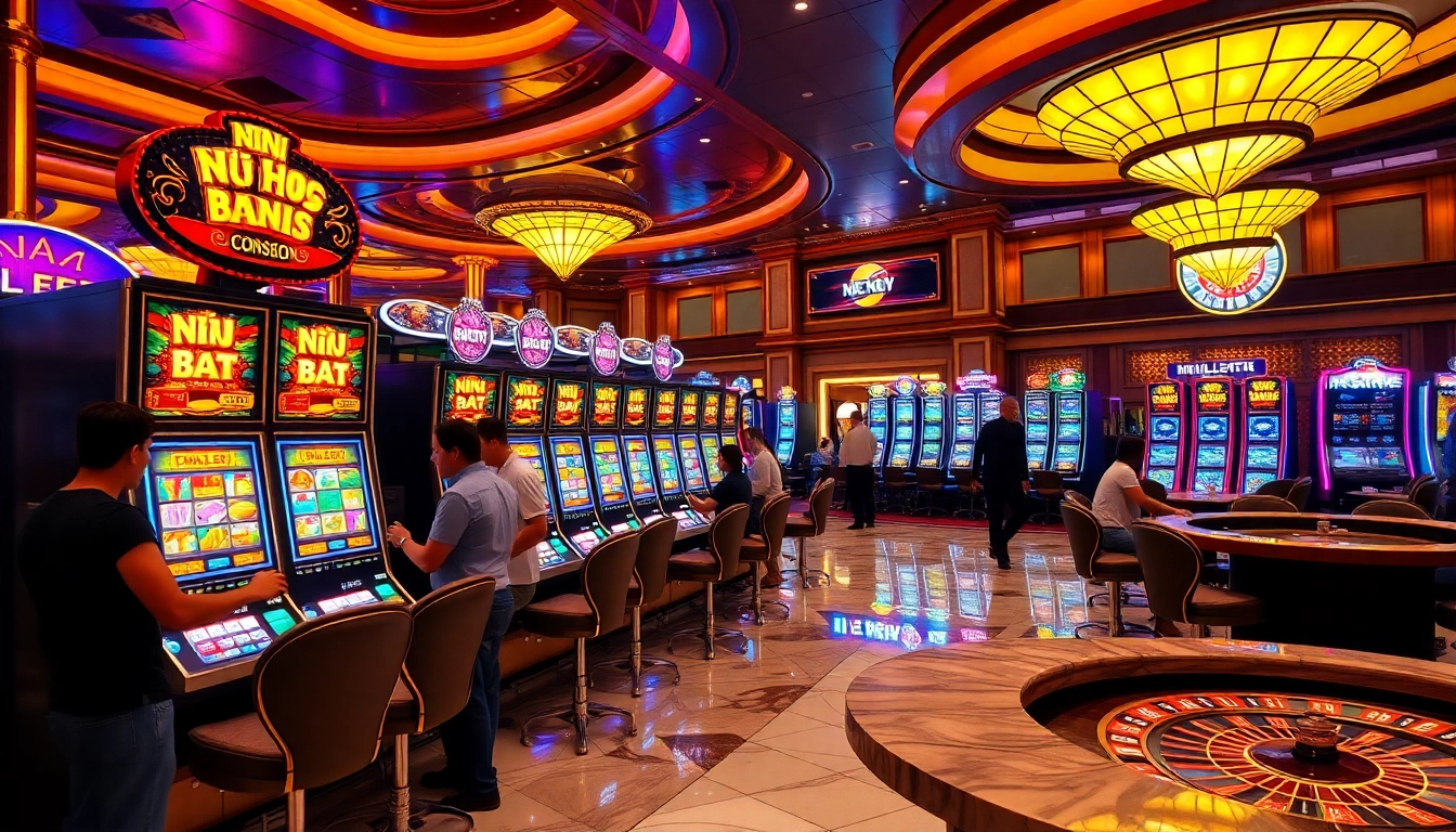 Experience nổ hũ excitement with vibrant slot machines and thrilling casino atmosphere.