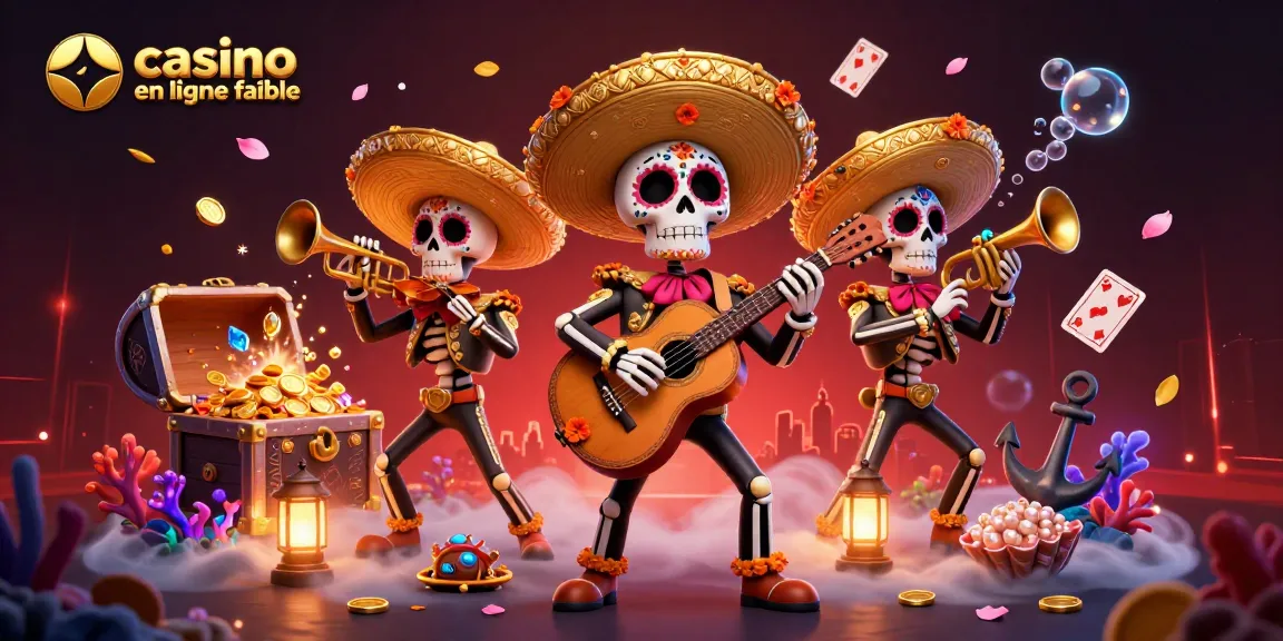 Une illustration colorée de band de mariachi squelettique, représentant un casino en ligne fiable avec des éléments de jeu dynamiques.