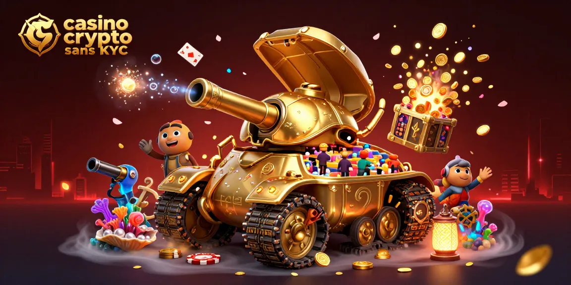 Plongez dans l'univers palpitant des casinos crypto sans KYC avec cette illustration 3D captivante.