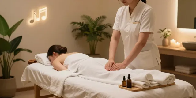 Relaxation scene highlighting 여의도출장마사지 therapy in a serene spa setting.
