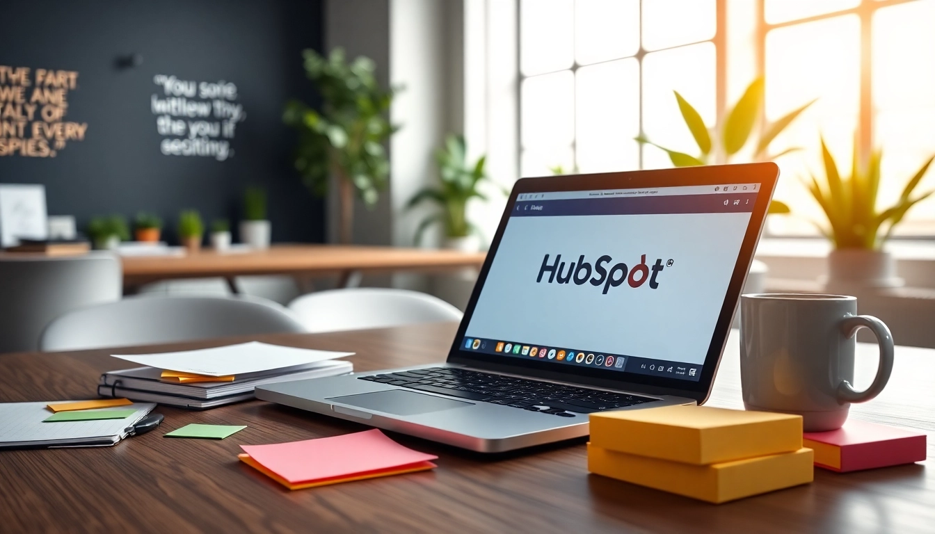 Engaging digital marketing workspace highlighting hubspot free features and tools.