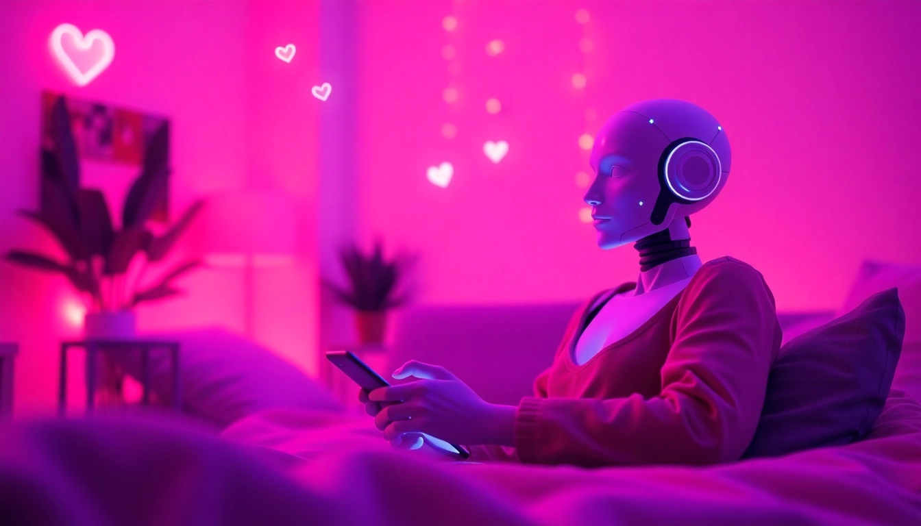 Engaging interface of a sex AI chat on a modern device, featuring romantic digital elements.