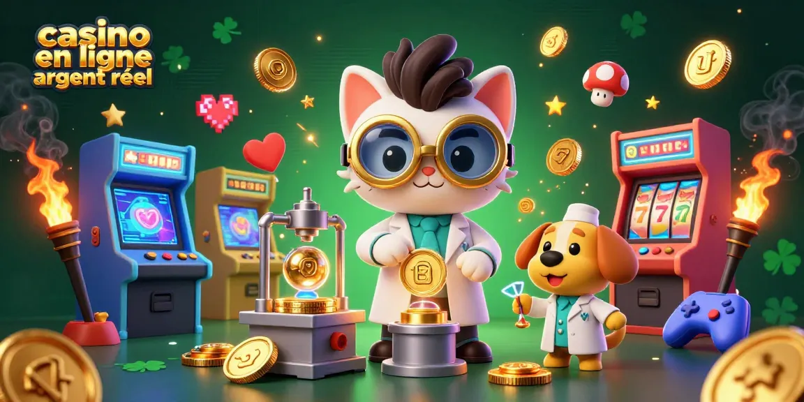 Jouez aux jeux de casino en ligne argent réel avec des personnages 3D uniques dans une scène dynamique et colorée.