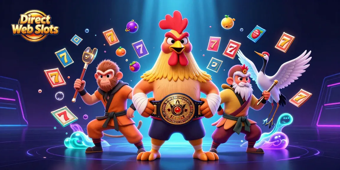 Experience thrilling action with Direct Web Slots in a vibrant 3D casino illustration.