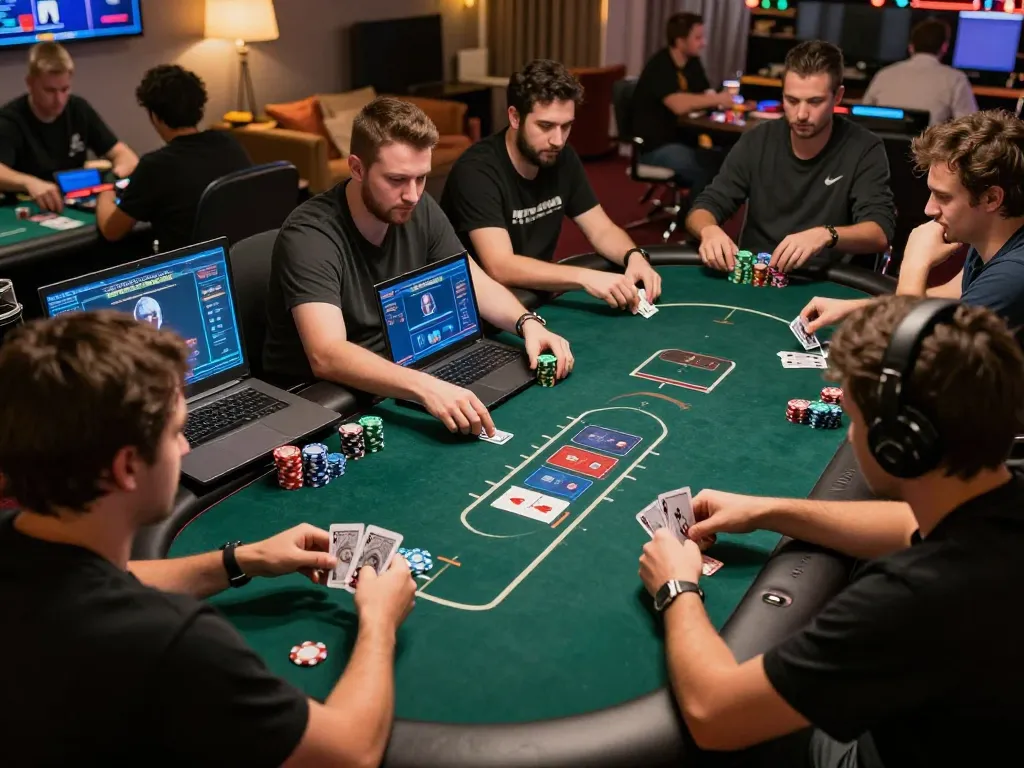 Players strategizing in an engaging online poker game on 789bet's platform, showcasing dynamic gameplay.