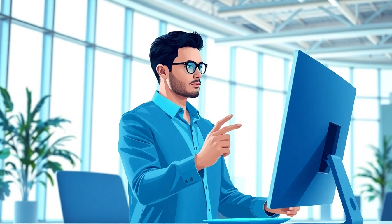 Showcase of an enterprise assistant SaaS in action, highlighting modern technology and innovative workspace.