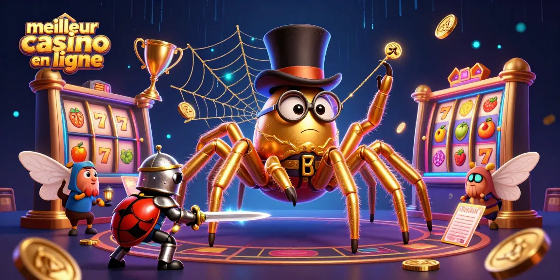 Gagnez au meilleur casino en ligne avec une illustration 3D dynamique de la chance et des jeux.