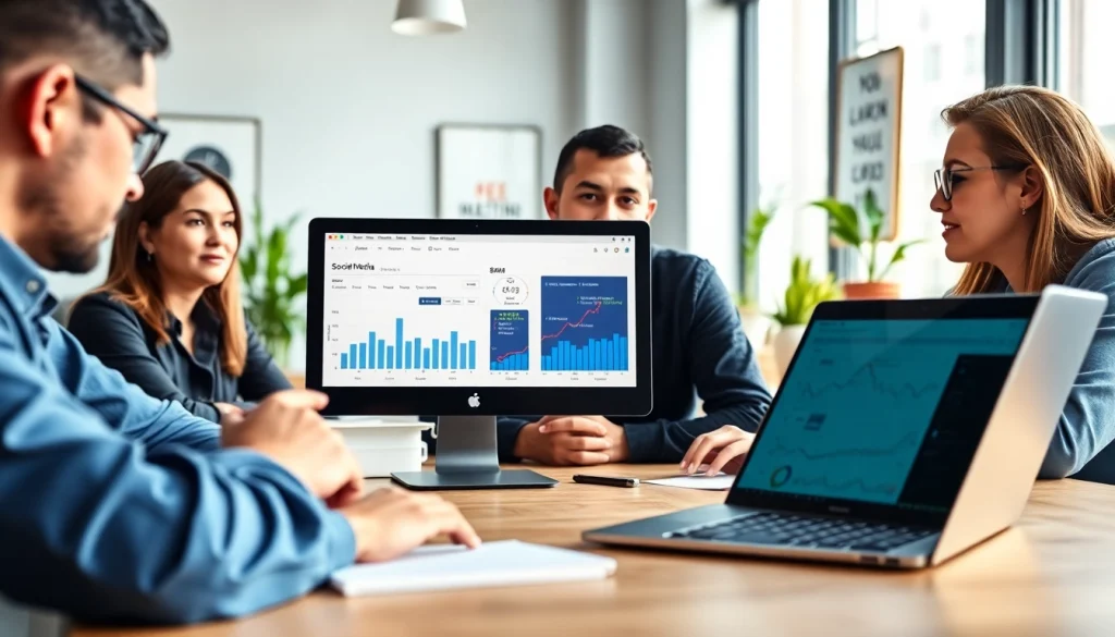 Analyze trends and metrics in an smm reseller panel during a marketing meeting.