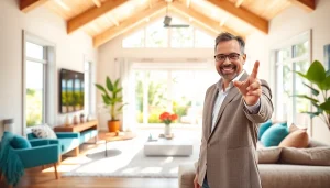Real Estate agent showcasing a luxury property during an inviting open house event.