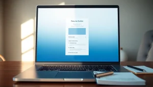 Create a professional resume with this Resume Builder on a sleek digital interface.