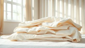 Linnen stof in een lichte kamer met vloeiende texturen en patronen.