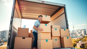Best movers in Vancouver expertly handle boxes, showcasing professionalism and care.