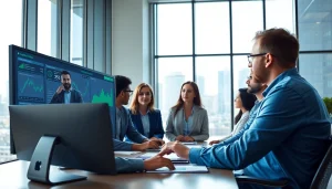 Logistics manager collaborates with a team in a modern office, analyzing supply chain data.