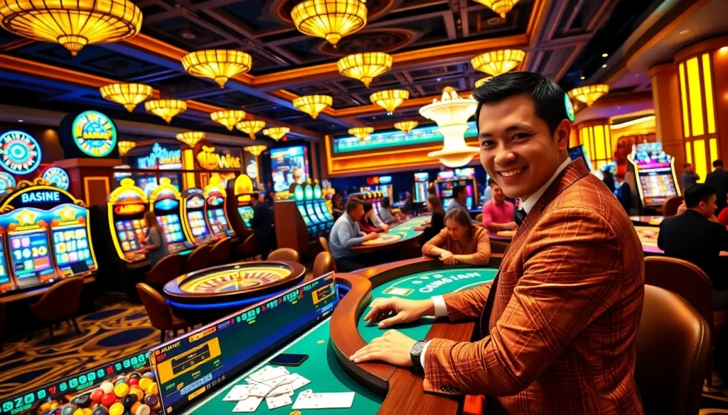 Experience the excitement of betting at https://nhacaita88.contact/ with a vibrant casino scene showcasing players and games.