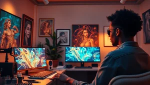 AI-generated NSFW art studio with digital artist focused on innovative artwork creation.