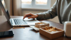 Compro oro a distanza: uomo che prepara oro per una vendita online sicura e professionale.