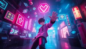 Engaging scene of a hentai game character in a vibrant anime world.