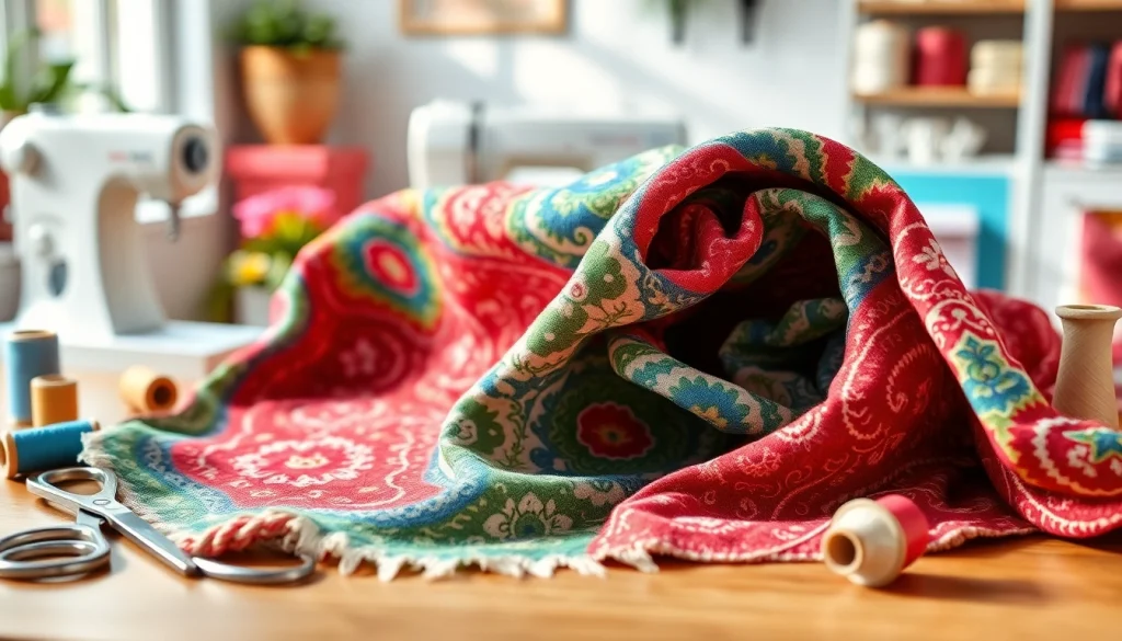 Verken brabantse bont stoffen met gedetailleerde patronen en texturen in een sfeervolle naaiomgeving.