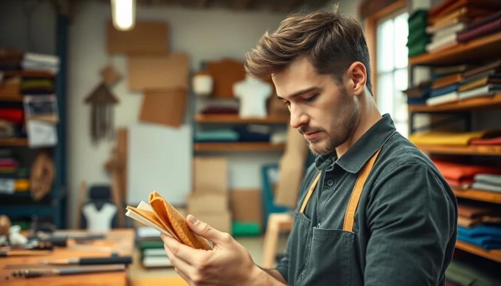 Materialen van duurzame kwaliteit worden beoordeeld door een ambachtsman in een workshop.