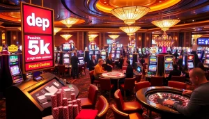 Rasakan sensasi permainan Depo 5k dengan mesin slot yang dinamis dan suasana kasino yang meriah.