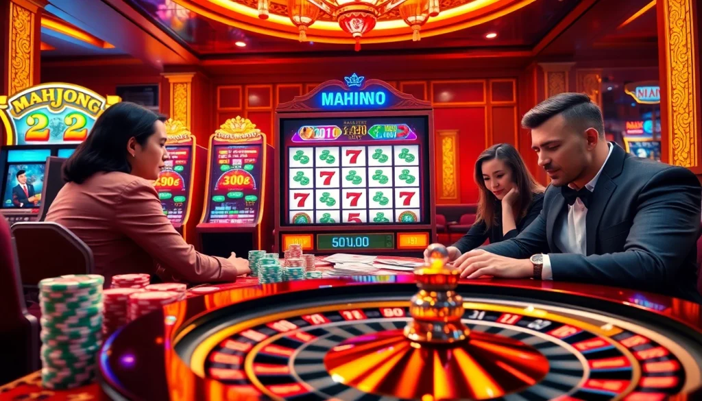 Rasakan permainan demo Mahjong slot yang mendebarkan dengan visual berwarna-warni dan elemen kasino yang dinamis.